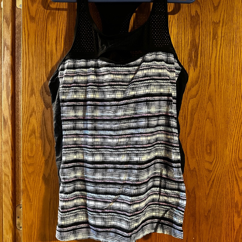 Free Country Asymmetrical Black and Gray Fitted Tankini